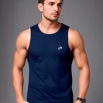 Camiseta regata masculina básica miusa treino fitness azul marinho