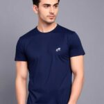 Camiseta masculina básica miusa gola redonda estilo moderno casual azul marinho